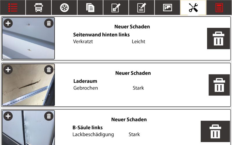 Gefahrenübergänge Ansicht der App Gefahrenübergänge