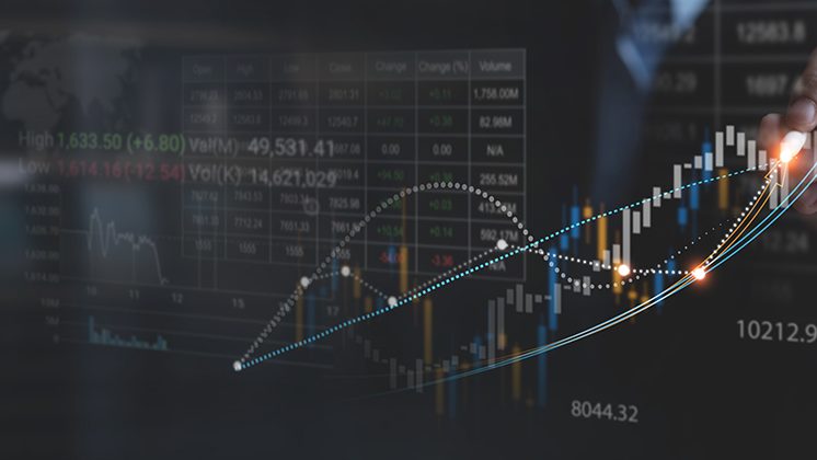Stock market analysis, business, finance and investment. Finance Die Teilnehmer der Umfrage zeigen sich vorsichtig optimistisch im Hinblick auf die Entwicklung des M&A-Markts 2024 (Bild: Adobe Stock).